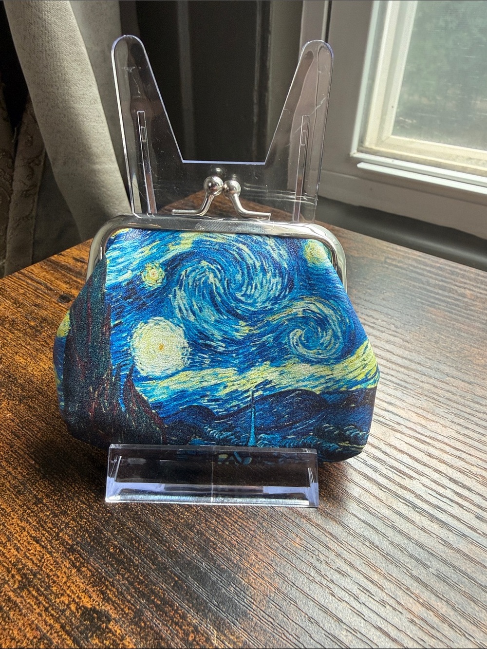 Artistic Starry Night Clasp Coin Purse - Blue